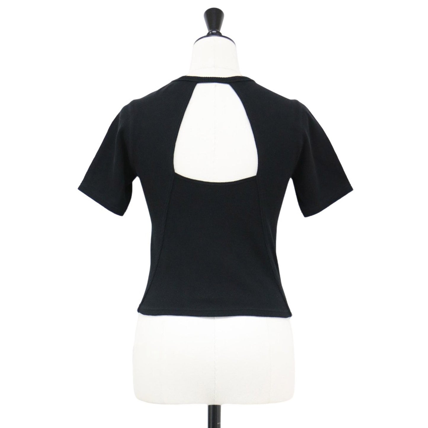リブ 半袖 カットソー / RIB BARE BACK TOP Tシャツ ショートスリーブ バックオープン