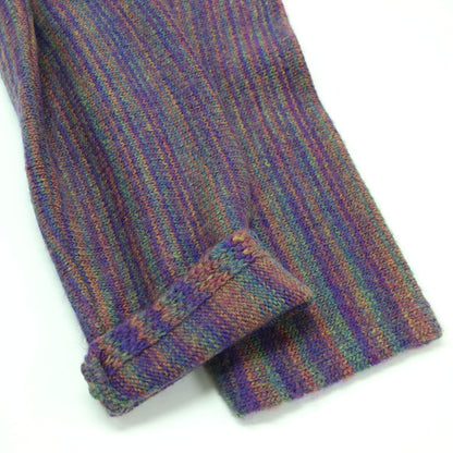 23秋冬 カスリ フリンジ カーディガン / ショート丈 ドロップショルダー ローゲージ 襟付き 多色カスリ グラデーション