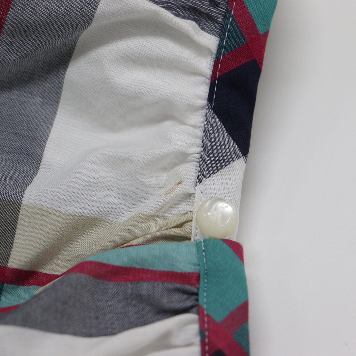 チェック シャツ ワンピース / ミニ丈 膝上 パフスリーブ 半袖 ホースマーク 刺繍 フリル ティアード コットン