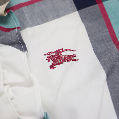 チェック シャツ ワンピース / ミニ丈 膝上 パフスリーブ 半袖 ホースマーク 刺繍 フリル ティアード コットン