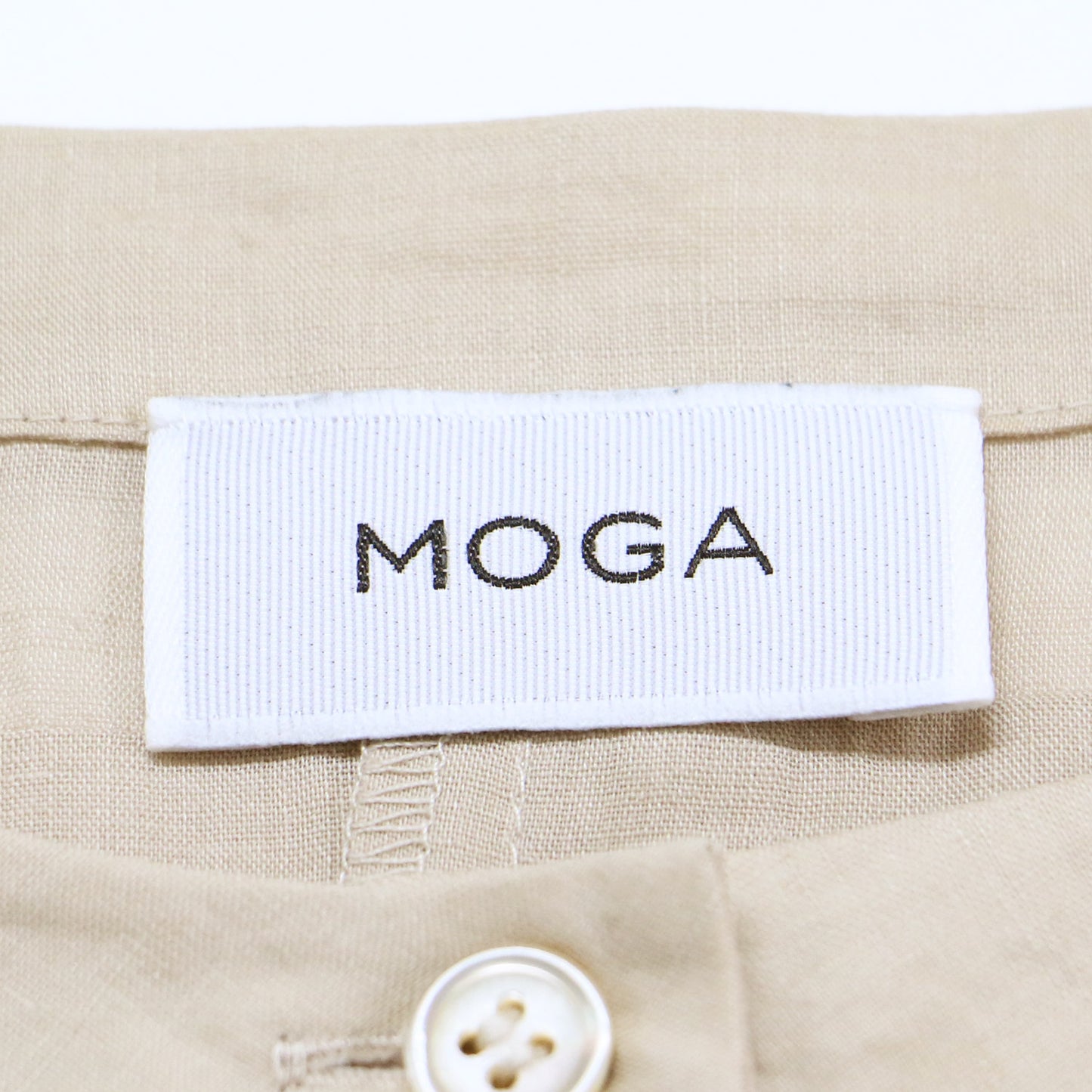 リネン シアー 半袖 シャツ / ブラウス ノーカラー ドルマンスリーブ タック