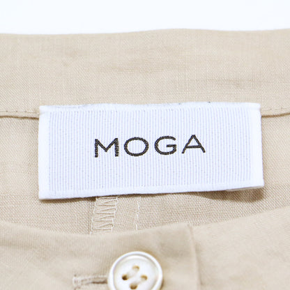 リネン シアー 半袖 シャツ / ブラウス ノーカラー ドルマンスリーブ タック