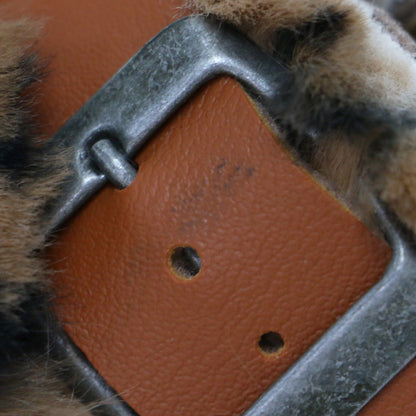 24秋冬 フェイクファー アニマル柄 クロッグサンダル / clogs-animal print faux fur フラット ベルト レザー