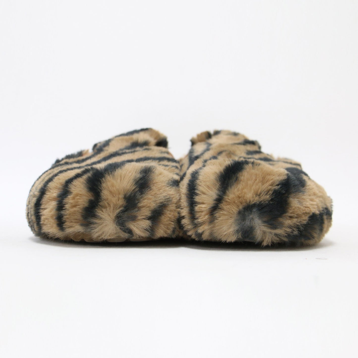 24秋冬 フェイクファー アニマル柄 クロッグサンダル / clogs-animal print faux fur フラット ベルト レザー