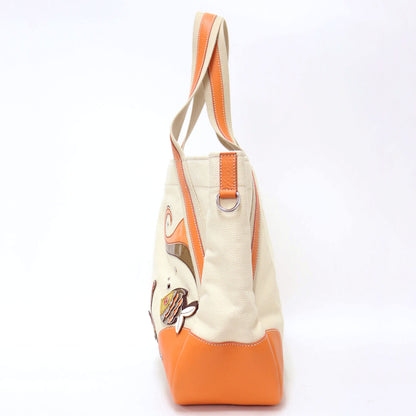 キャンバス レザー コンビ トートバッグ BR2971 / 肩掛け ショルダー タツノオトシゴ 魚 モチーフ