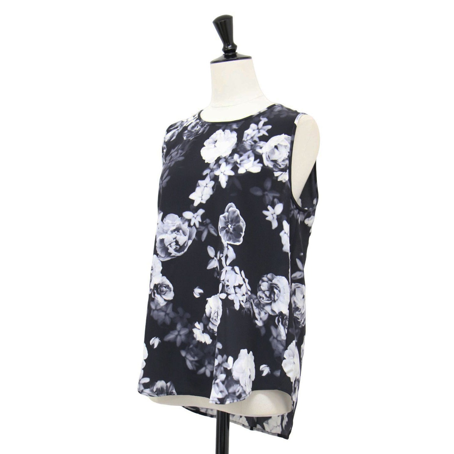 花柄 プリント ノースリーブ ブラウス / PHOTO FLORAL CDC BRINGAM クルーネック シルク