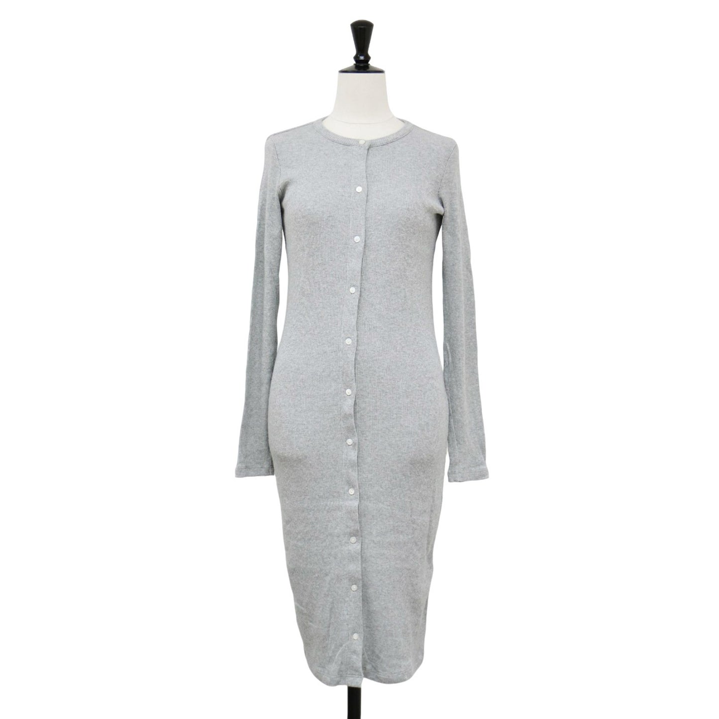 リブ ロング カーディガン / COMPACT RIB FITTERD CARDIGAN ニット 長袖 クルーネック コットン レーヨン