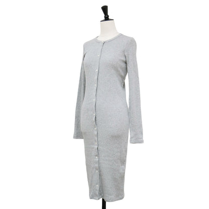リブ ロング カーディガン / COMPACT RIB FITTERD CARDIGAN ニット 長袖 クルーネック コットン レーヨン