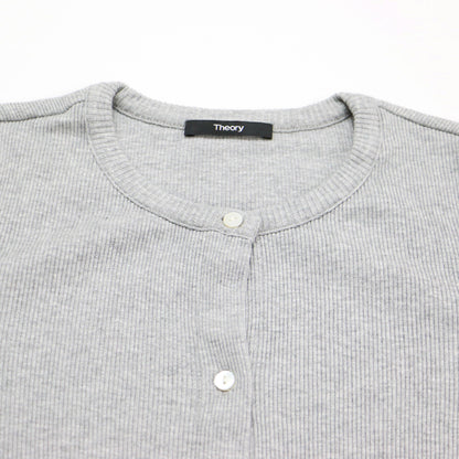 リブ ロング カーディガン / COMPACT RIB FITTERD CARDIGAN ニット 長袖 クルーネック コットン レーヨン