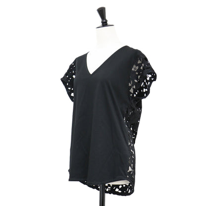 レース コンビ Vネック カットソー / EMBROIDERED TEE ORWYN.E プルオーバー フレンチスリーブ コットン