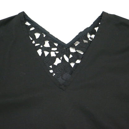 レース コンビ Vネック カットソー / EMBROIDERED TEE ORWYN.E プルオーバー フレンチスリーブ コットン