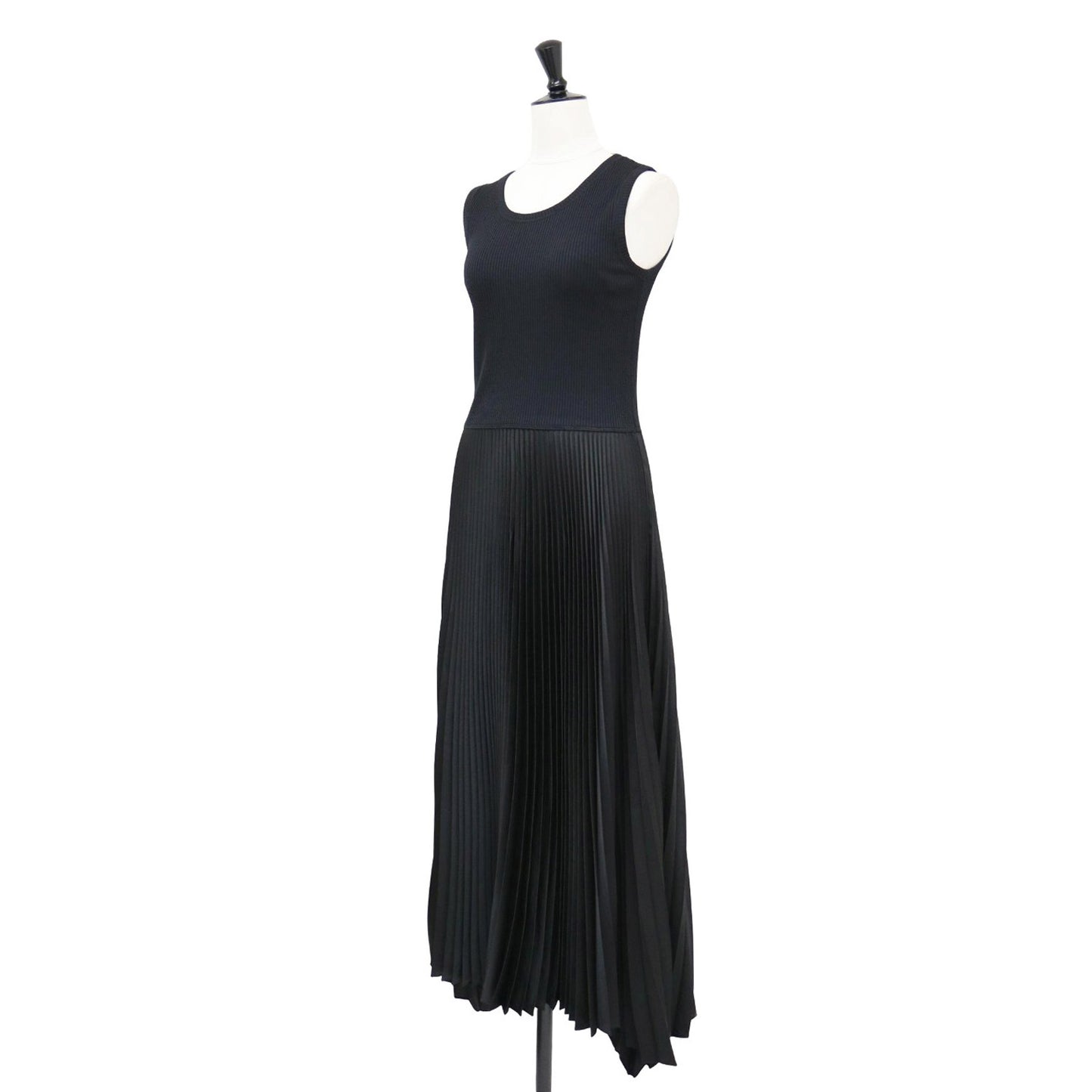 プリーツ ノースリーブ ワンピース / BELSAY.RIB VINESSI ロング丈 コンビ 切替 リブ