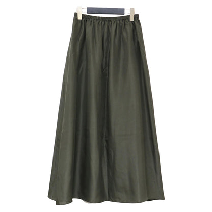 ミモレ サテン フレア スカート / CHARMEUSE SUB PULL ON FL SK ウエストゴム ギャザー シルク