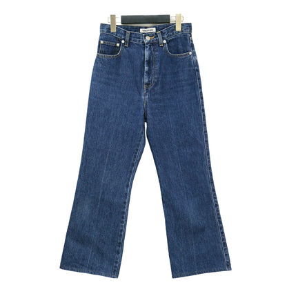 コットン デニム ブーツカット パンツ / センタープレス 5ポケット ナノバブル加工