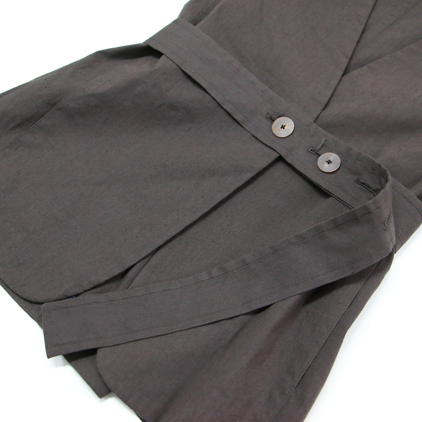 20春夏 ハイブリッド ストレッチ ベルテッド ノーカラー ジャケット / 長袖 ドルマンスリーブ Vネック リネン