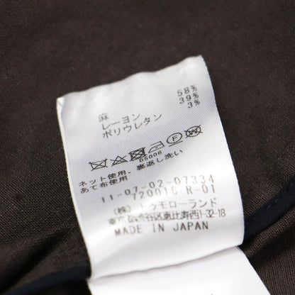 20春夏 ハイブリッド ストレッチ ベルテッド ノーカラー ジャケット / 長袖 ドルマンスリーブ Vネック リネン