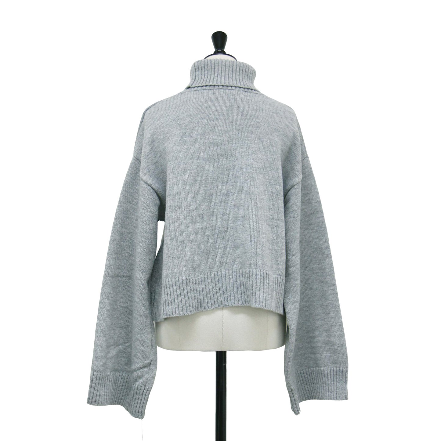 24秋冬 ネオンカラー ワイドスリーブ ニット / TRYAGAIN プルオーバー 長袖 タートルネック クロップド丈