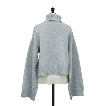 24秋冬 ネオンカラー ワイドスリーブ ニット / TRYAGAIN プルオーバー 長袖 タートルネック クロップド丈