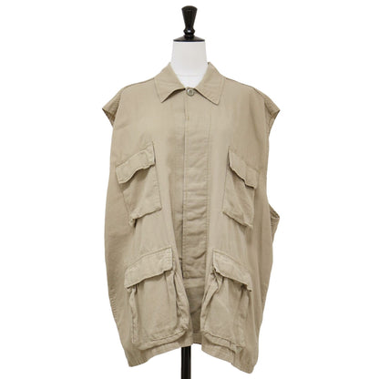 BDU シャツ ノースリーブ ベスト / ミリタリー リップストップ コットン