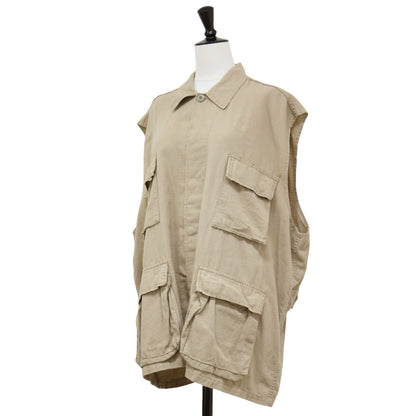 BDU シャツ ノースリーブ ベスト / ミリタリー リップストップ コットン