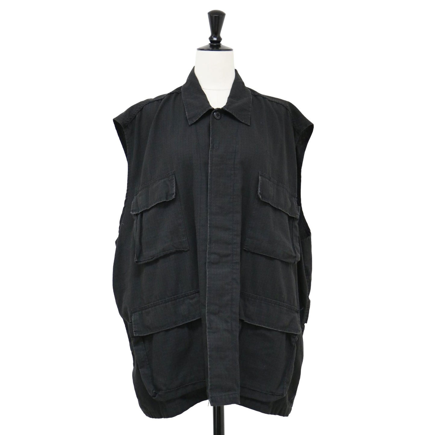 BDU シャツ ノースリーブ ベスト / ミリタリー リップストップ コットン