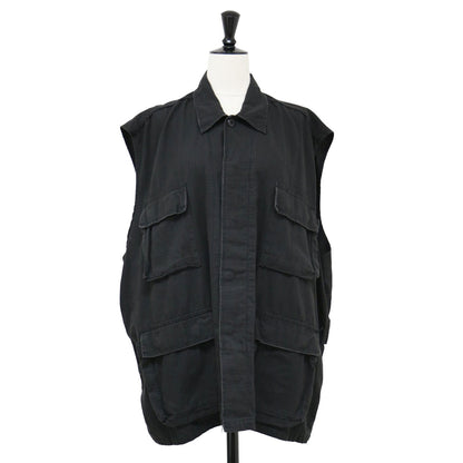 BDU シャツ ノースリーブ ベスト / ミリタリー リップストップ コットン
