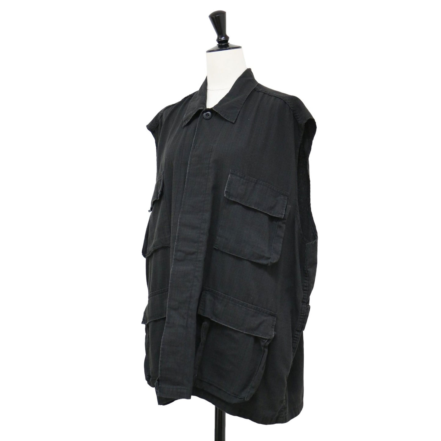BDU シャツ ノースリーブ ベスト / ミリタリー リップストップ コットン
