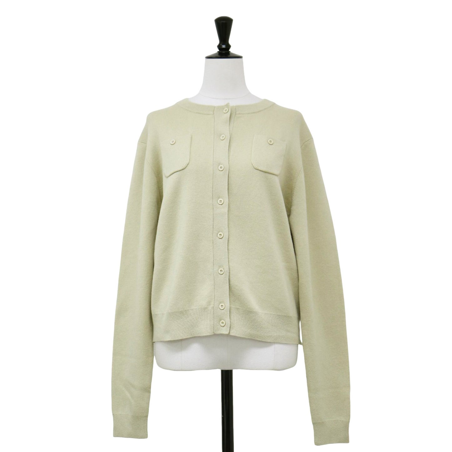 コットン カシミヤ クルーネック カーディガン / ニット 長袖 コンパクト 定番