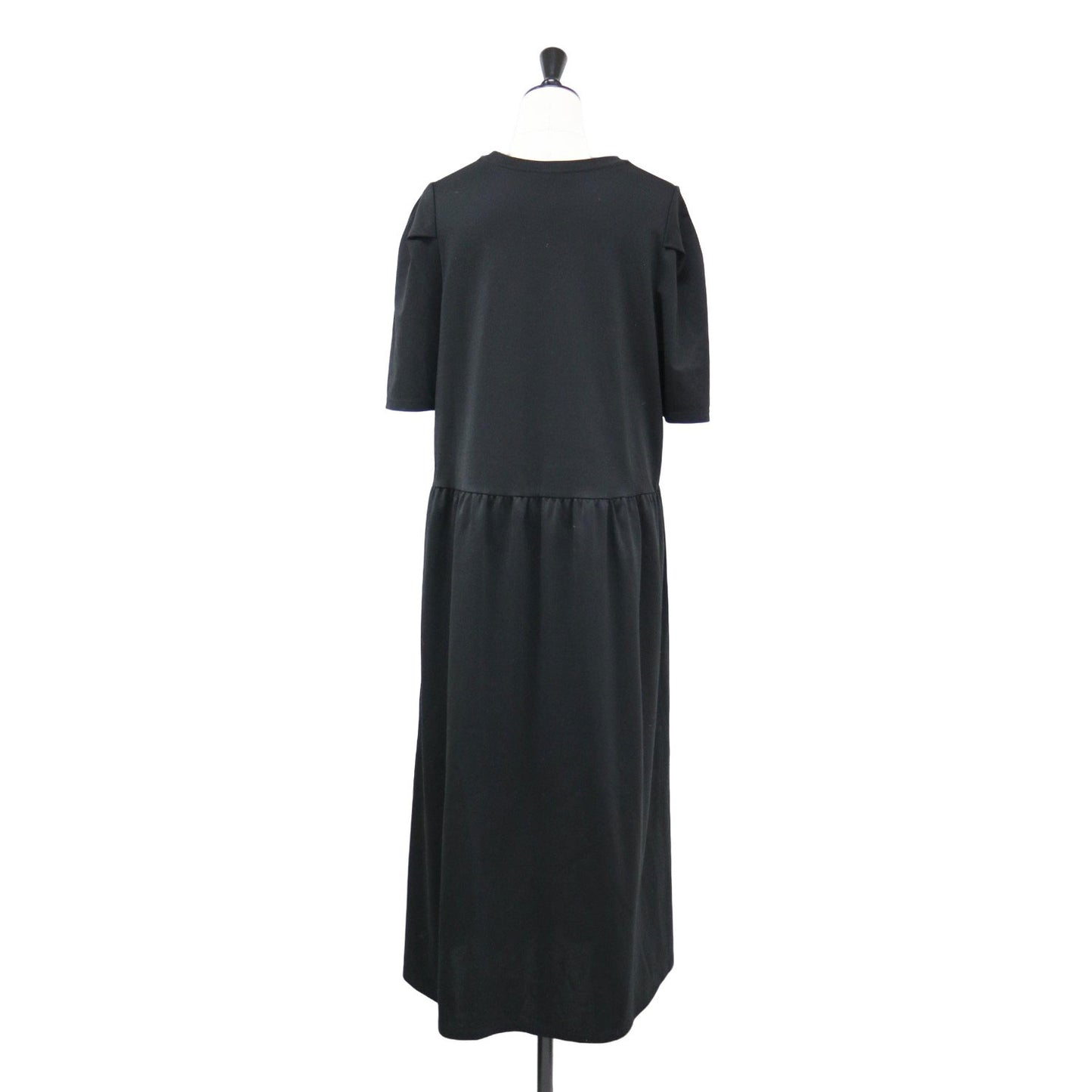 24秋冬 ショートスリーブ ジャージ ドレス / ROMA LIZZY ワンピース ロング丈 半袖 フレア ストレッチ コットン