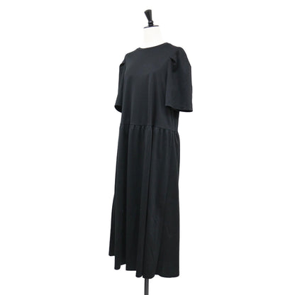24秋冬 ショートスリーブ ジャージ ドレス / ROMA LIZZY ワンピース ロング丈 半袖 フレア ストレッチ コットン