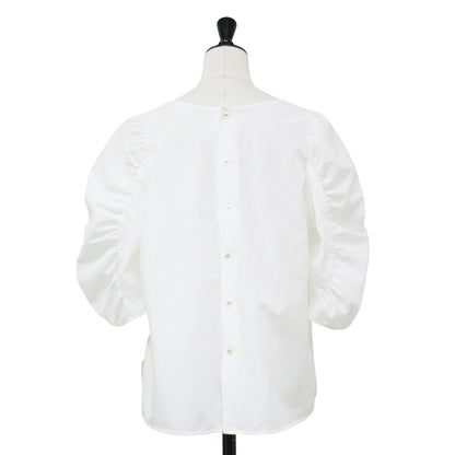 24春夏 ボリュームスリーブ ブラウス / Vネック 長袖 7分袖 ギャザー フリル ティアード コットン