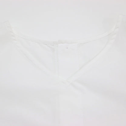 24春夏 ボリュームスリーブ ブラウス / Vネック 長袖 7分袖 ギャザー フリル ティアード コットン