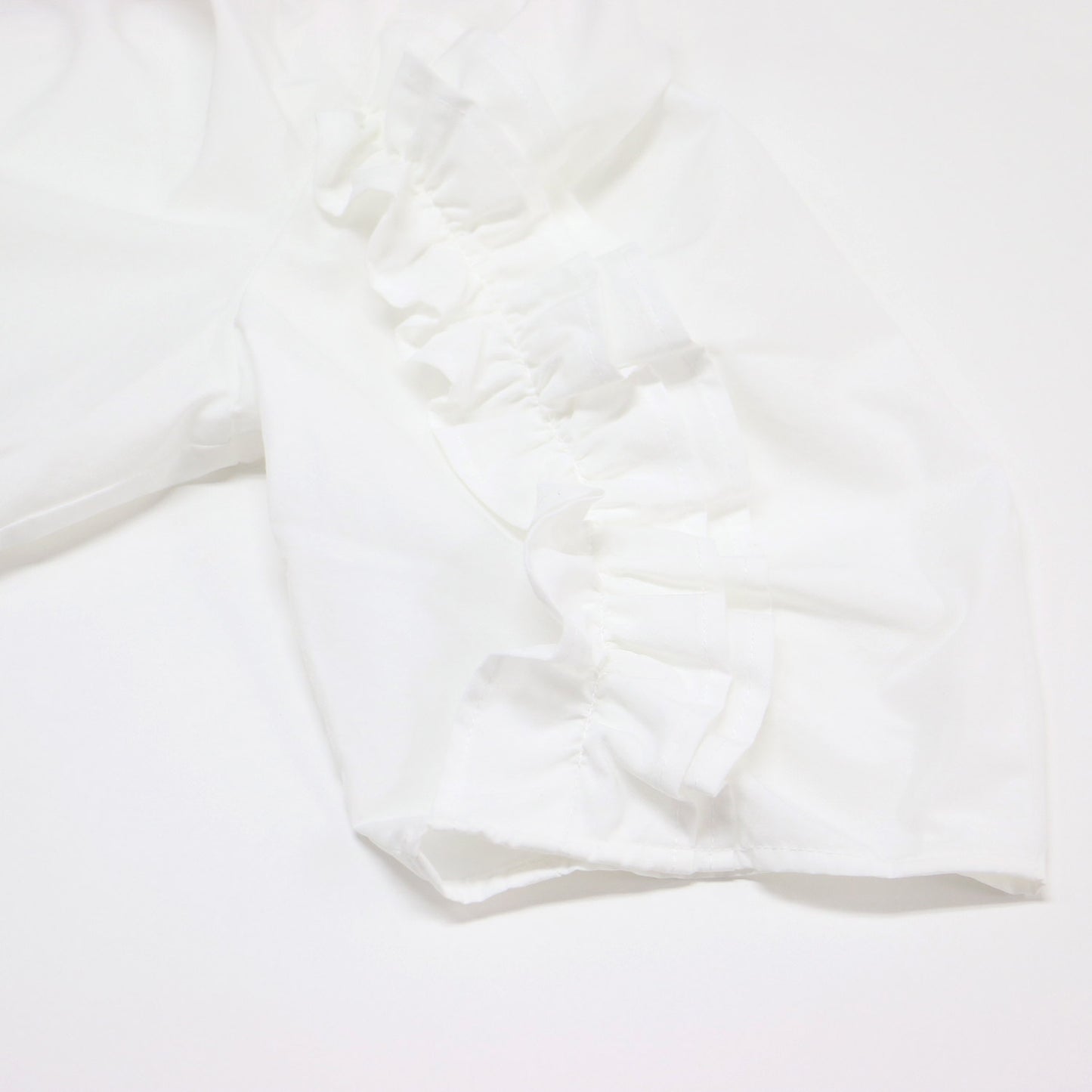 24春夏 ボリュームスリーブ ブラウス / Vネック 長袖 7分袖 ギャザー フリル ティアード コットン