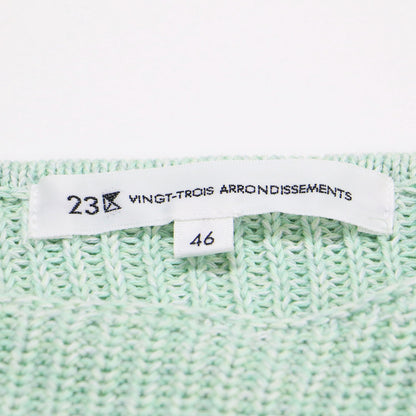 24春夏 コットンギマ ボートネック ニット / プルオーバー スリット 疑麻加工 綿 ウォッシャブル