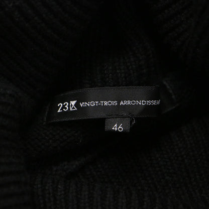 23秋冬 ウールミドルゲージ ボーダー ニット / プルオーバー 長袖 オフタートル ショート丈 リブ ウール ウォッシャブル