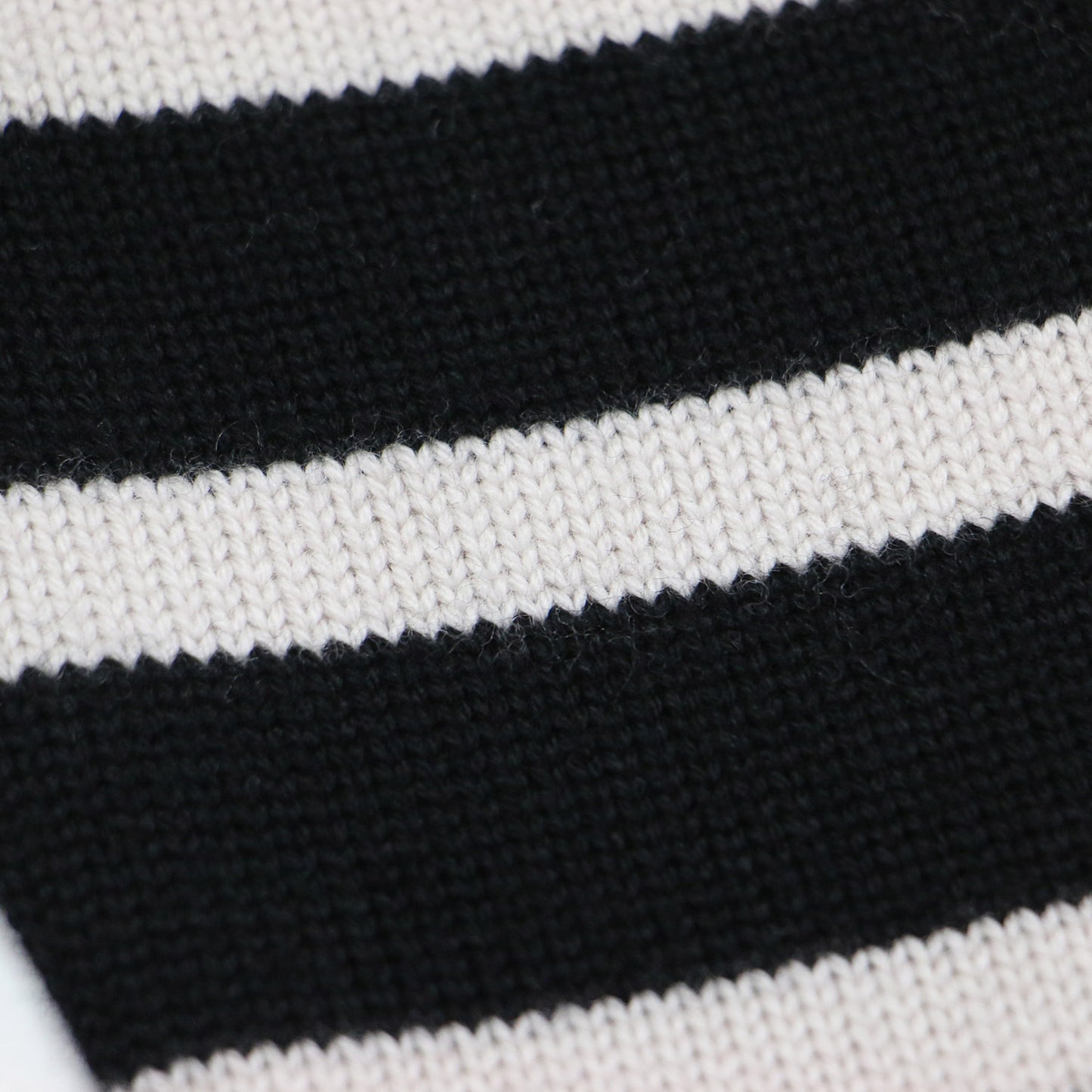 23秋冬 ウールミドルゲージ ボーダー ニット / プルオーバー 長袖 オフタートル ショート丈 リブ ウール ウォッシャブル