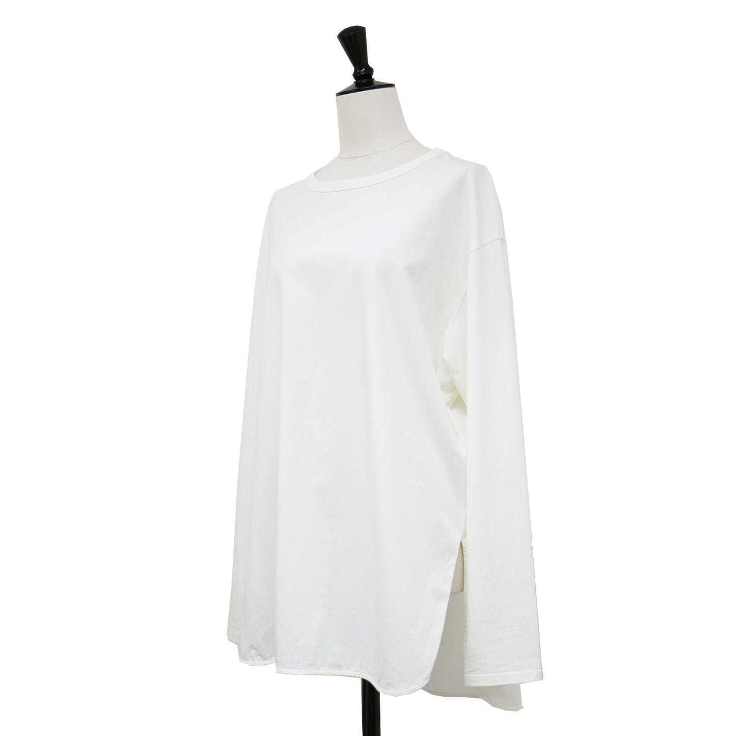 25春夏 コットン ベアジャージー ロング Tシャツ / カットソー クルーネック 長袖 無地 シャツテール