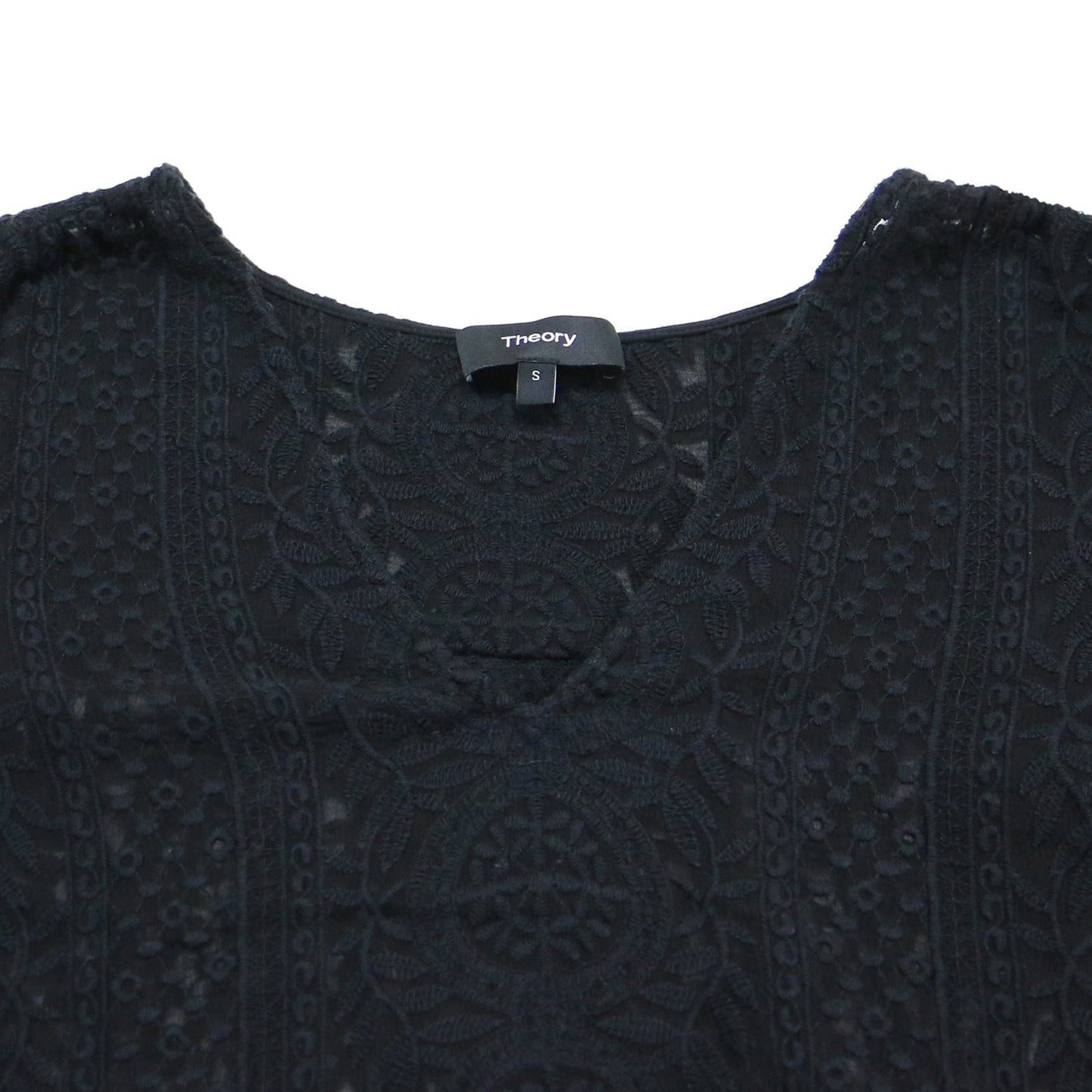 レース Vネック ブラウス / Colemore Lace Bernetta B 長袖 幾何学模様 刺繍 シルク