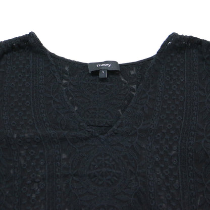 レース Vネック ブラウス / Colemore Lace Bernetta B 長袖 幾何学模様 刺繍 シルク