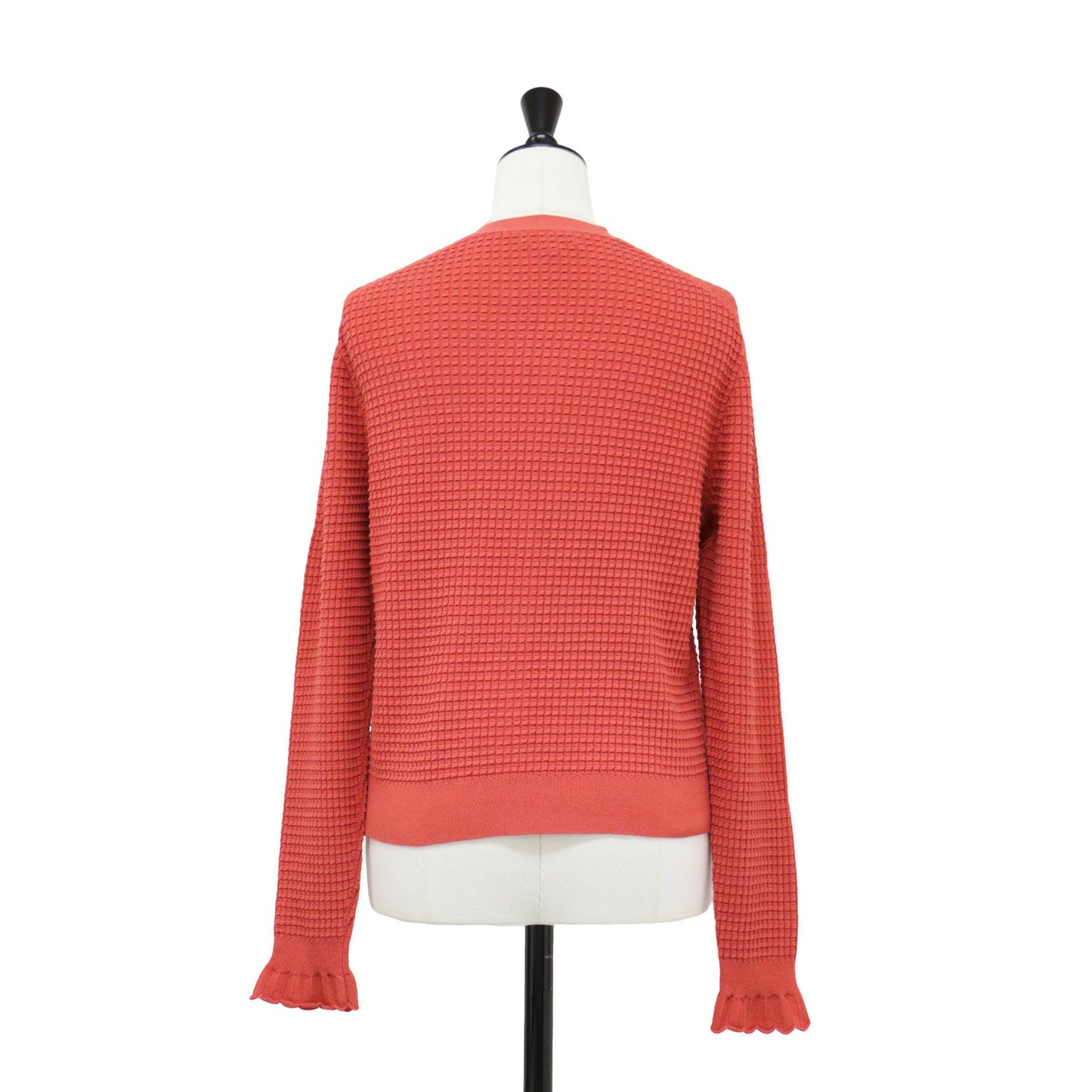 レース トリム Vネック カーディガン / BRISTOL COTTON LACE TRIM ニット ショート丈 長袖 模様編み コットン