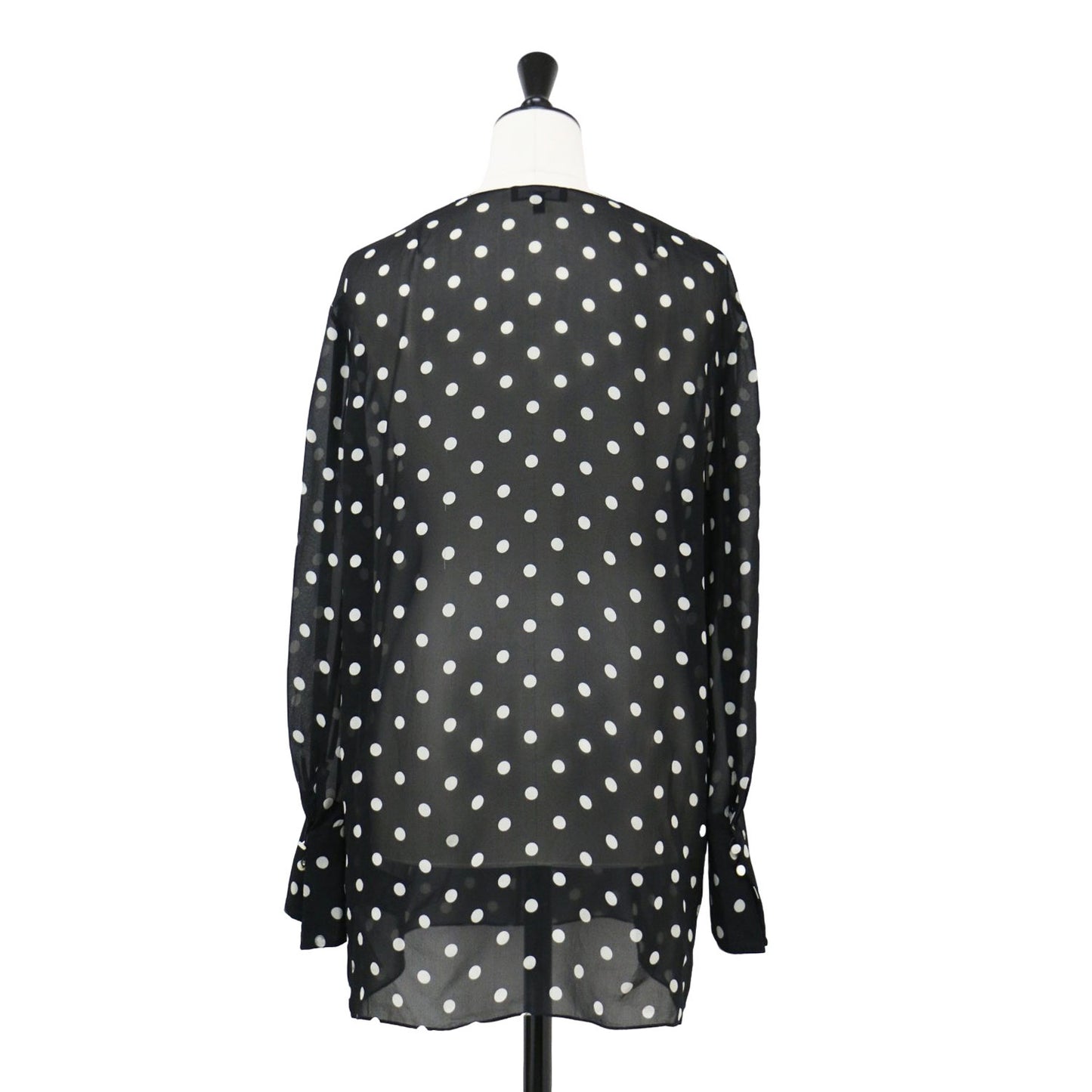 ポルカドット シルク チュニック ブラウス / POLKA DOT SILK FLUID TUNIC キーネック リボン シフォン