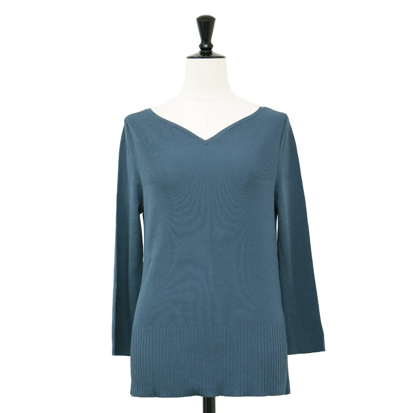 リブ プルオーバー ニット / MULTI.RIB OTTA Vネック 長袖 9分丈 レーヨン