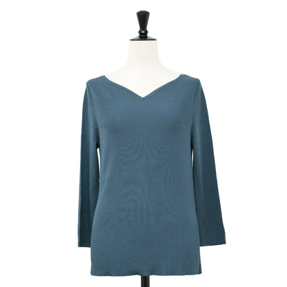 リブ プルオーバー ニット / MULTI.RIB OTTA Vネック 長袖 9分丈 レーヨン