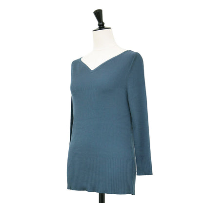 リブ プルオーバー ニット / MULTI.RIB OTTA Vネック 長袖 9分丈 レーヨン