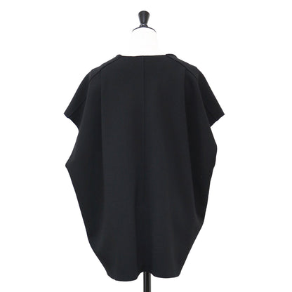 クレープ ストレッチ ジレ / ベスト Vネック プルオーバー フレンチスリーブ カットオフ
