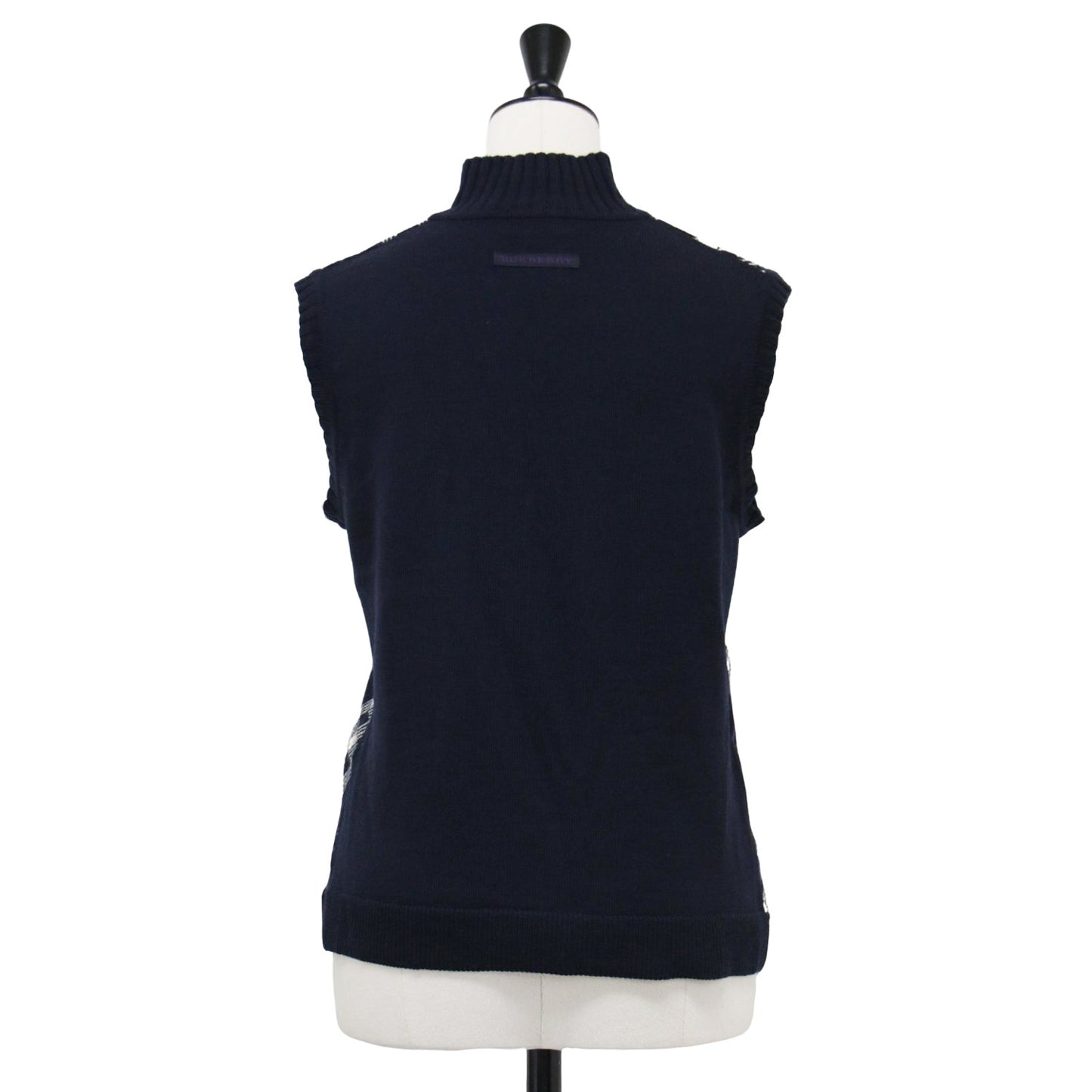 GOLF チェック ニットベスト / ハイネック ノースリーブ ブランドロゴ ウール