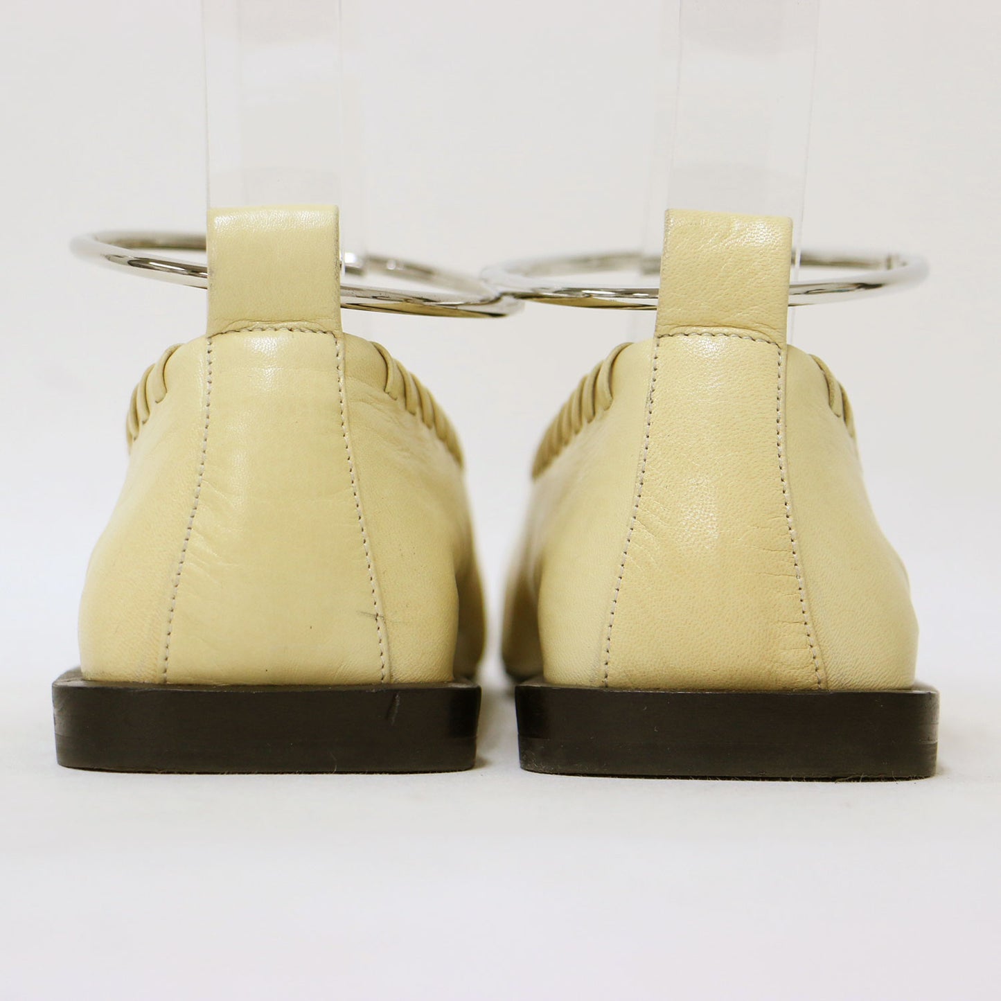 メタルアンクレット バレエシューズ / BALLERINA パンプス スクエアトゥ レースアップ やぎ革 レザー