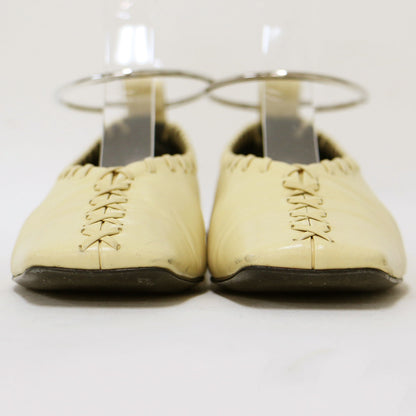 メタルアンクレット バレエシューズ / BALLERINA パンプス スクエアトゥ レースアップ やぎ革 レザー