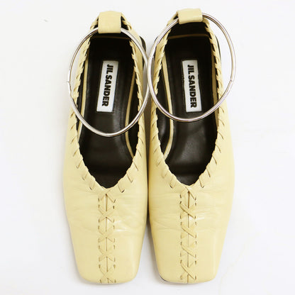 メタルアンクレット バレエシューズ / BALLERINA パンプス スクエアトゥ レースアップ やぎ革 レザー