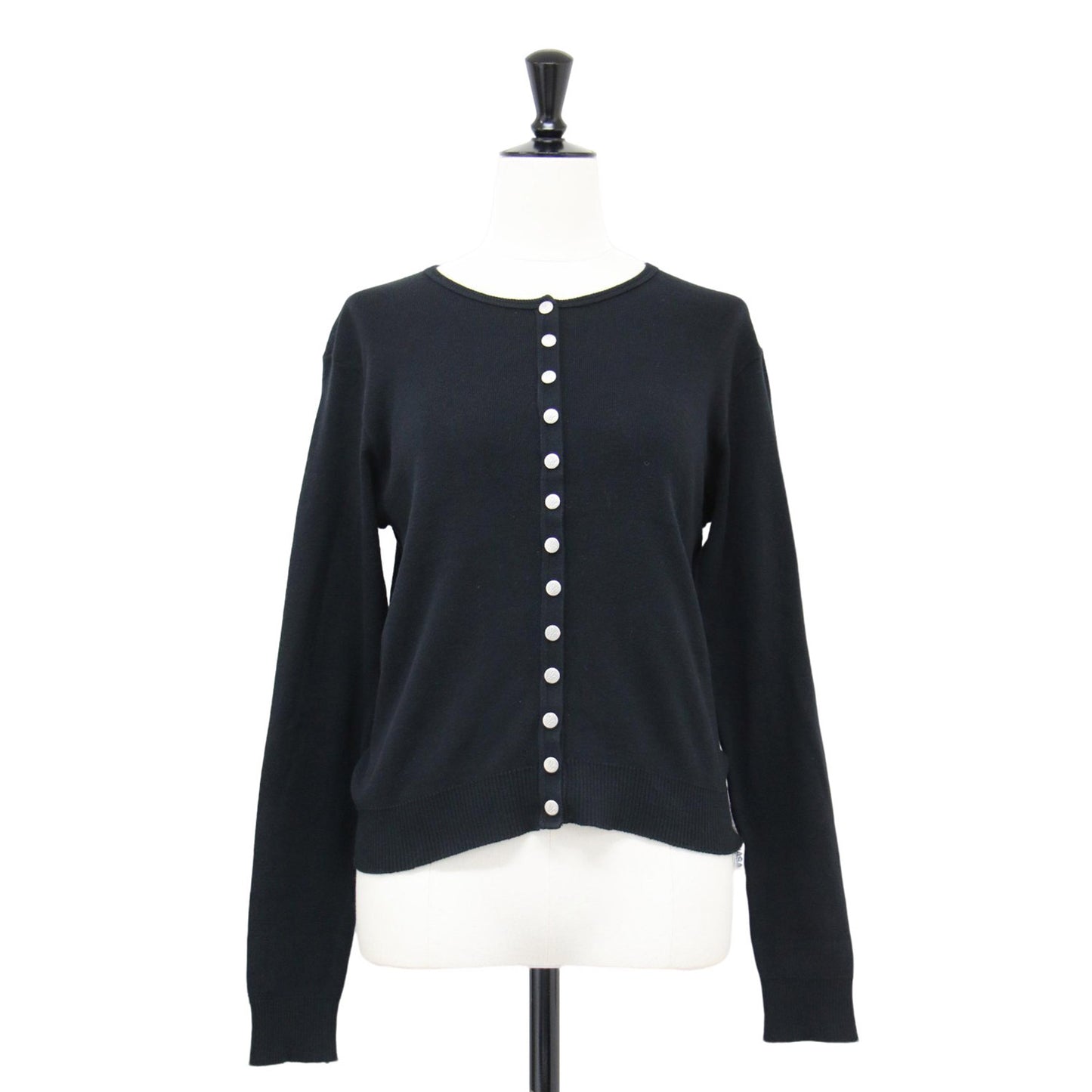 ロゴボタン コットン カーディガン プレッション / Swing ニット クルーネック 長袖 天竺素材 フランス製